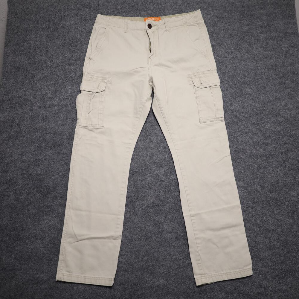 LAZER/CO Cargo Pants Mens 34x30 Beige Canvas Straight Leg Workwear Utility